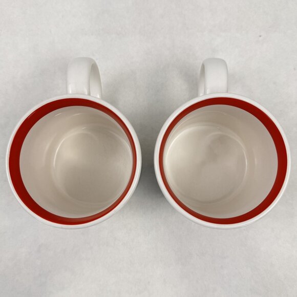 Set Of 2 Vintage Christmas Tree Mugs Himark Japan 12 oz White Red Ceramic Coffee - Picture 6 of 11